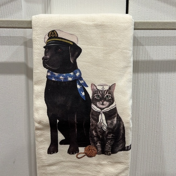 Sailor Dog and Cat Tea Towel - Picture 2 of 5